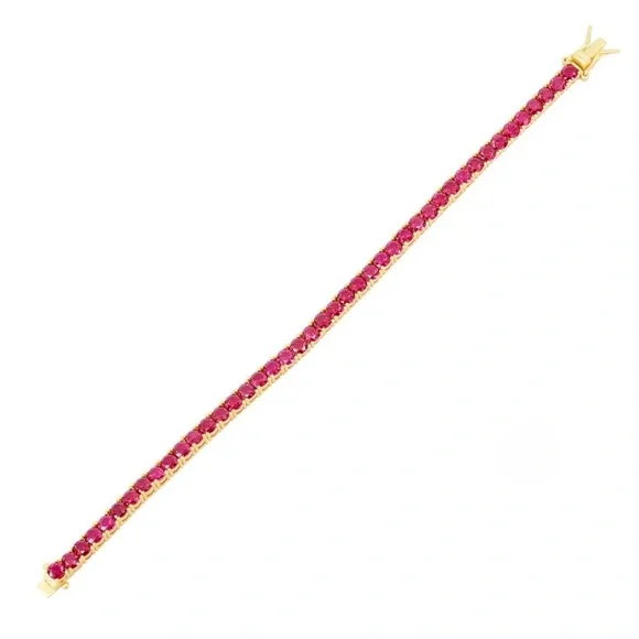 Freida Rothman Midnight Tri-Tone Twilight 14K Gold Tennis Bracelet Ruby Red - Picture 13 of 14